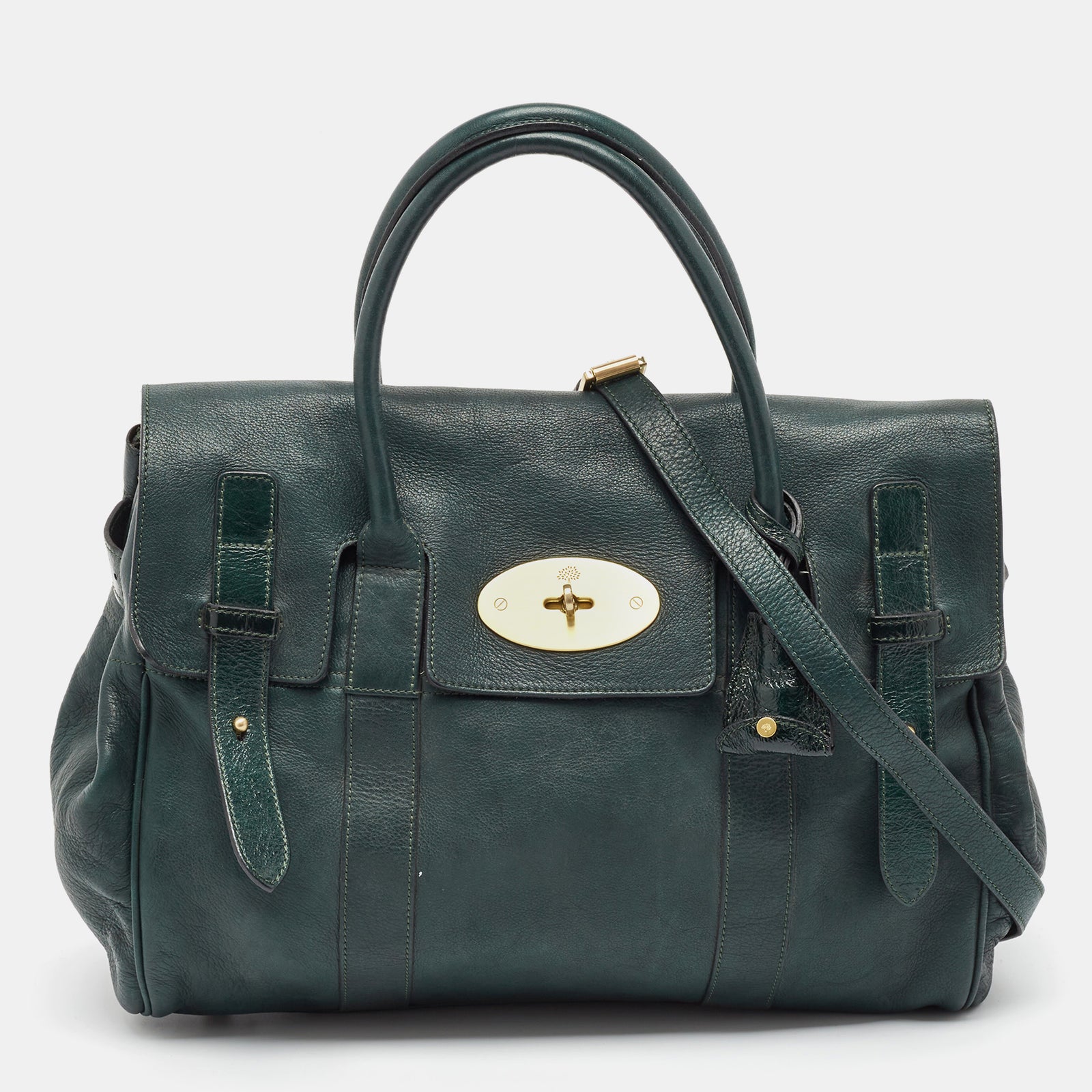 Mulberry Grüne Heritage Bayswater Umhängetasche aus Leder