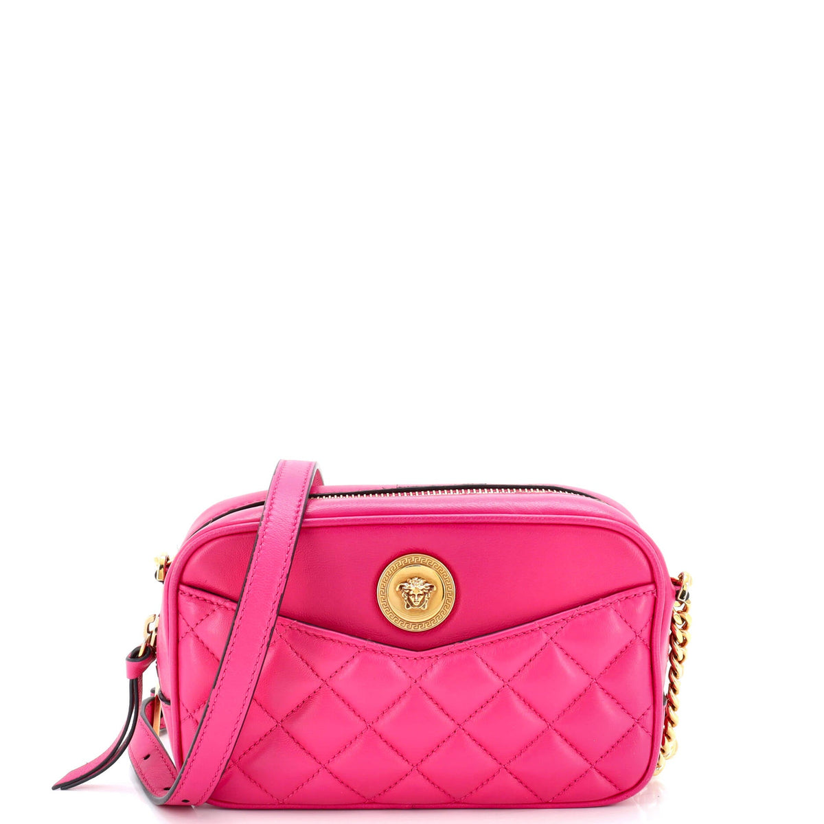 Versace VERSACE Medusa Icon Front Slip Pocket Camera Bag Quilted Leather Small
