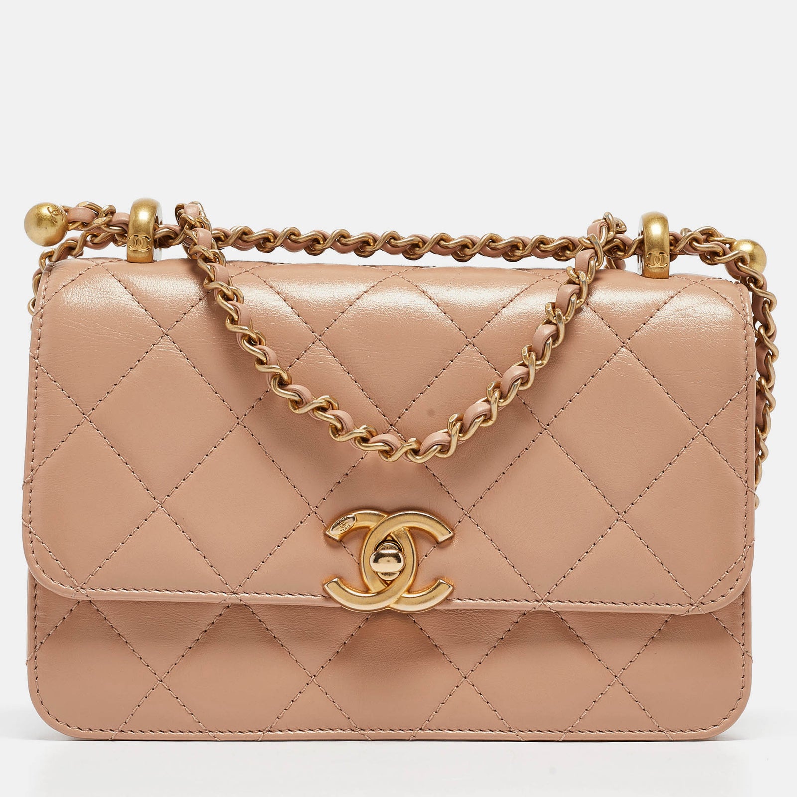 Chanel Beige Quilted Leather Perfect Fit Flap Bag