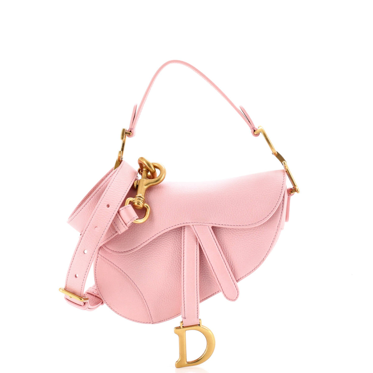 Christian Dior Saddle Handbag with Strap Leather Mini