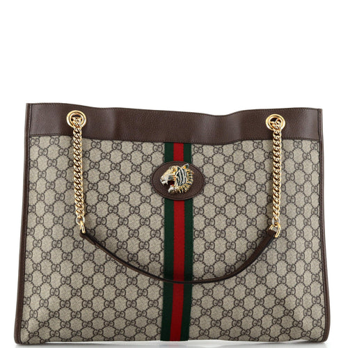 GUCCI Rajah Chain Tote GG Coated Canvas Large