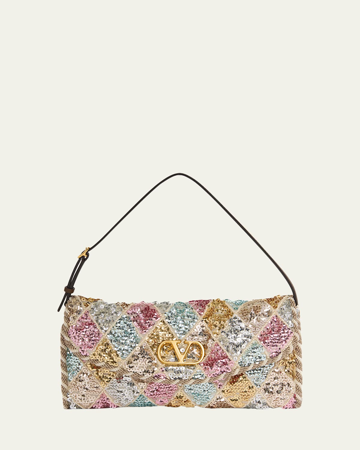 Valentino Vain Small Diamond Sequin-Embroidered Shoulder Bag