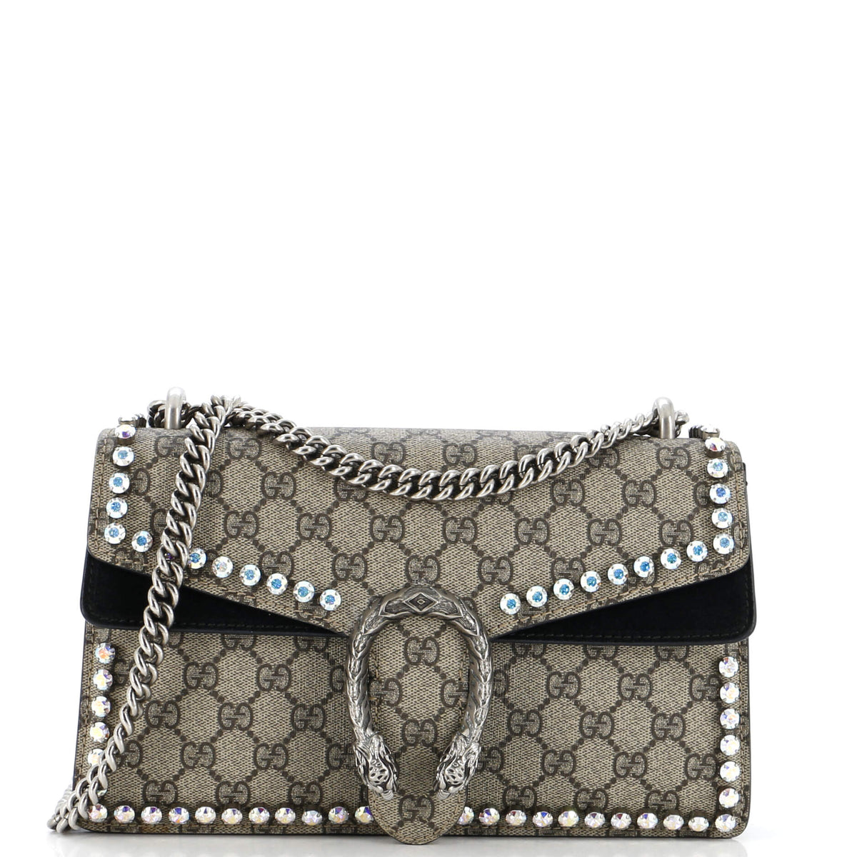 Gucci GUCCI Dionysus Bag Crystal Embellished GG Coated Canvas Medium
