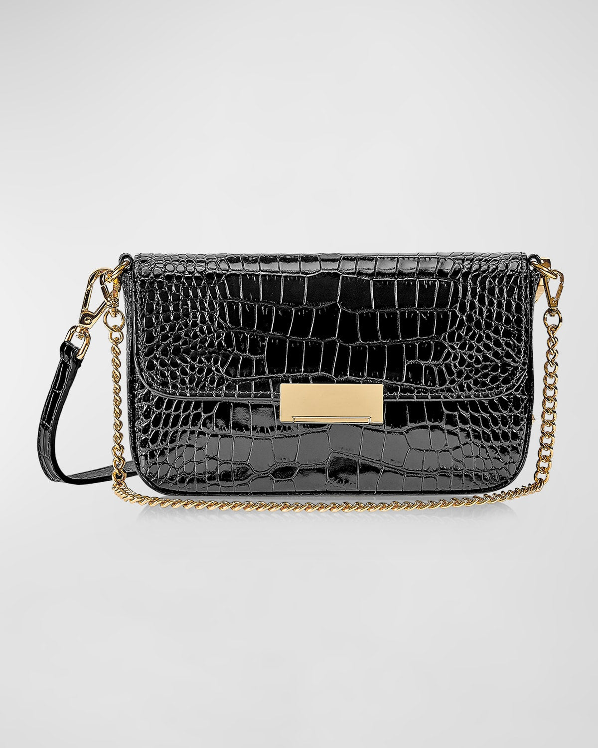 Boss Edie Croc-Embossed Leather Shoulder Bag