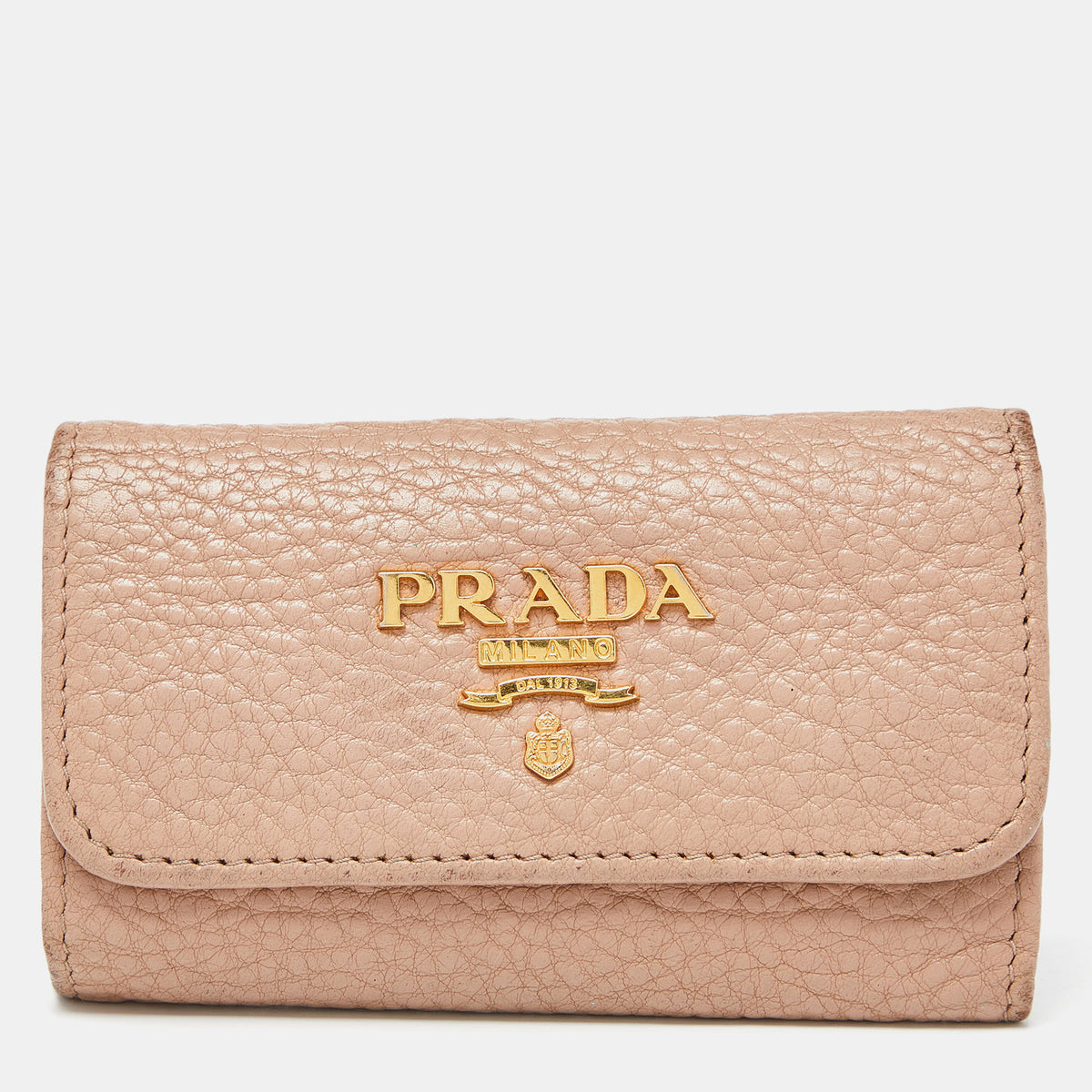Prada Beige Leather 6 Rings Key Holder Case