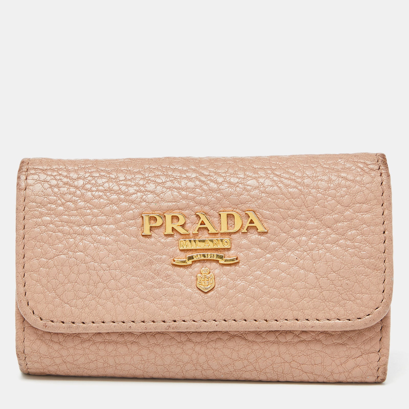 Prada Beige Leather 6 Rings Key Holder Case