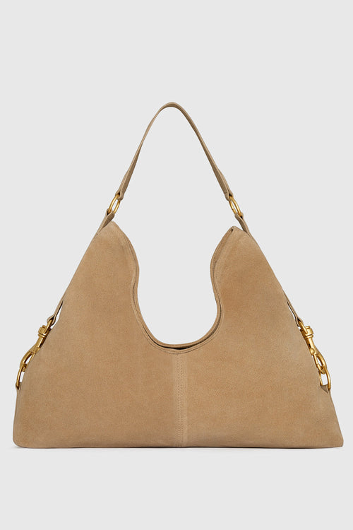 Large Buckle Hobo Bag In Camel