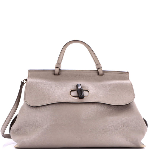 GUCCI Bamboo Daily Top Handle Bag Leather Large