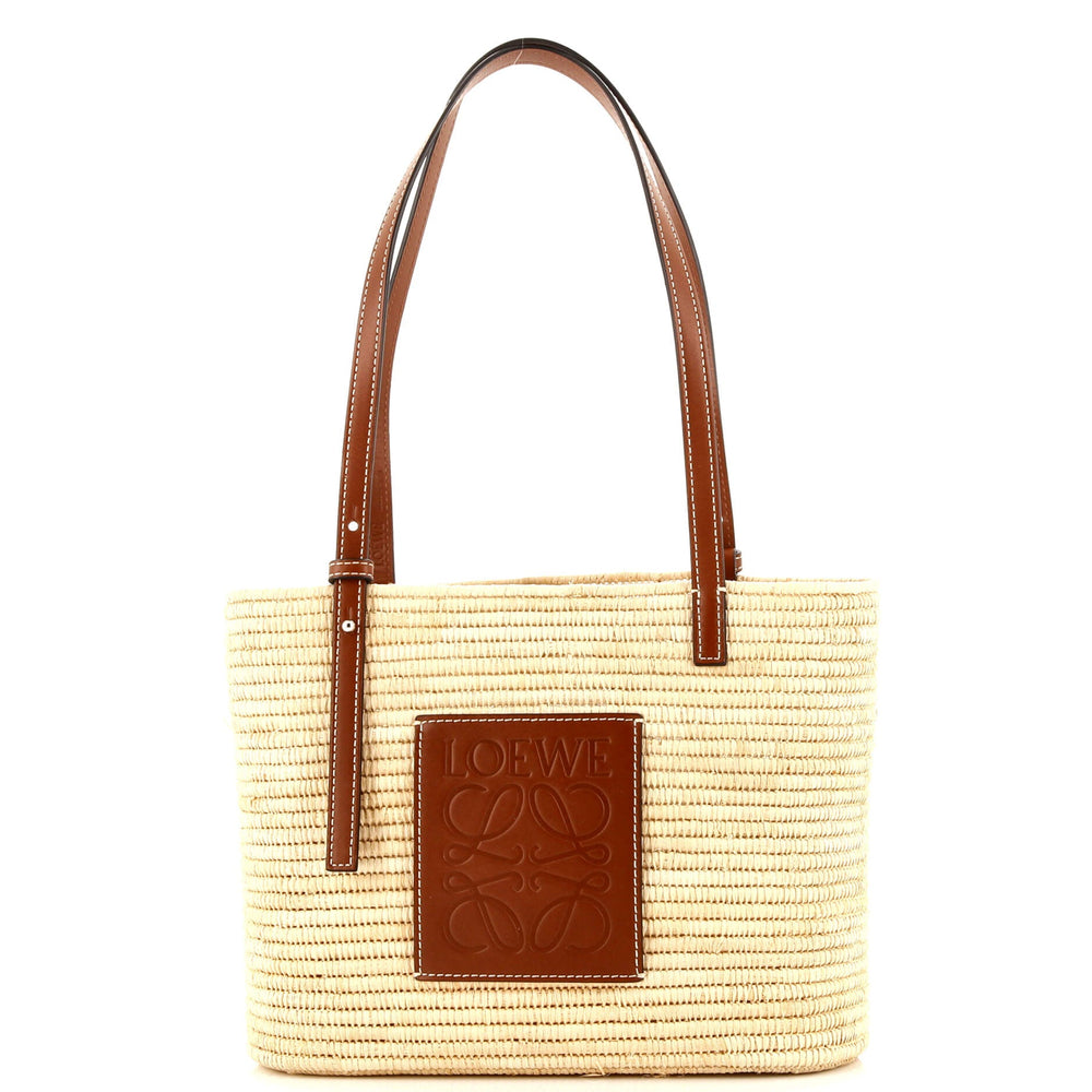 LOEWE Square Basket Tote Woven Raffia Small