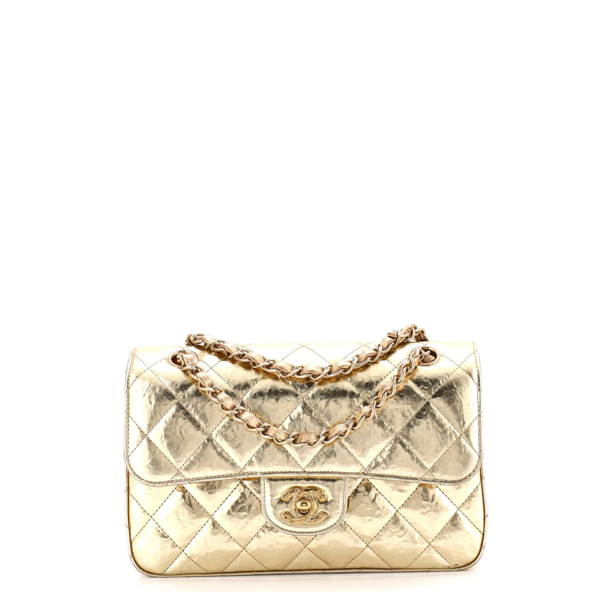 Chanel CHANEL Classic Double Flap Bag Quilted Hammered Metallic Calfskin Small