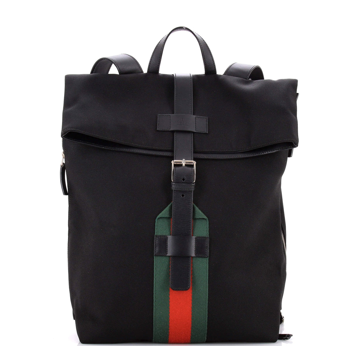 Gucci GUCCI Web Fold Over Backpack Techno Canvas Medium