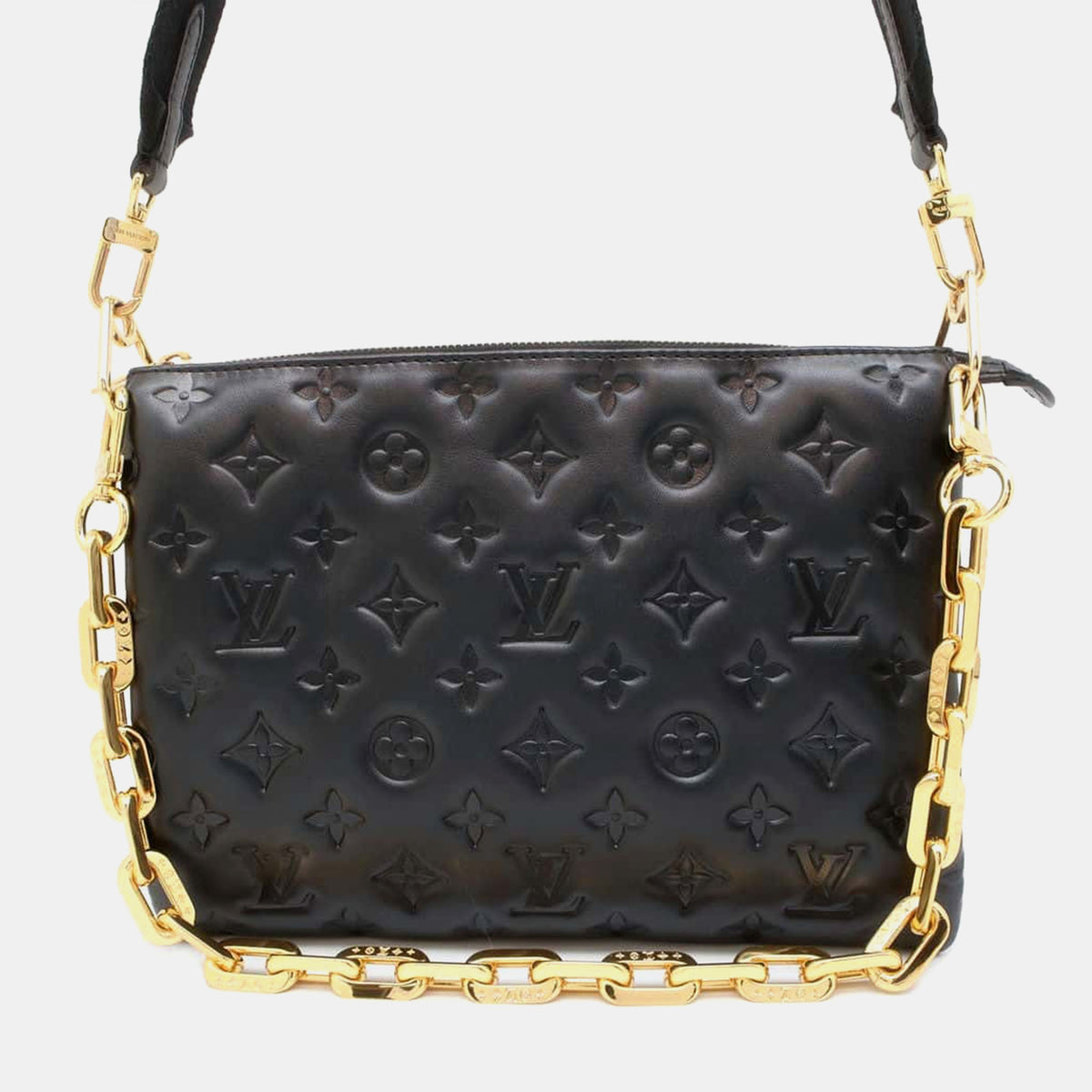 Louis Vuitton Coussin Noir Lamb Leather Monogram Pattern Size PM