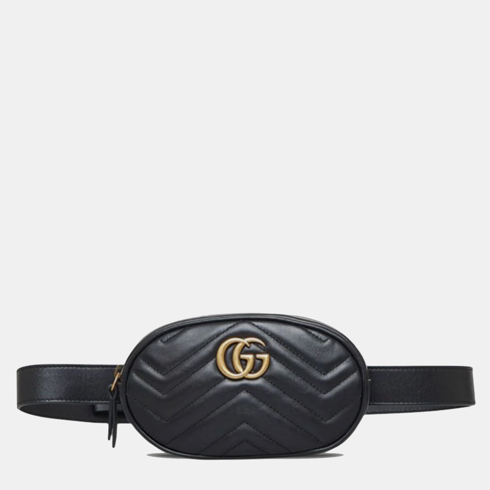 Gucci Schwarze GG Marmont Matelassé-Gürteltasche aus Leder