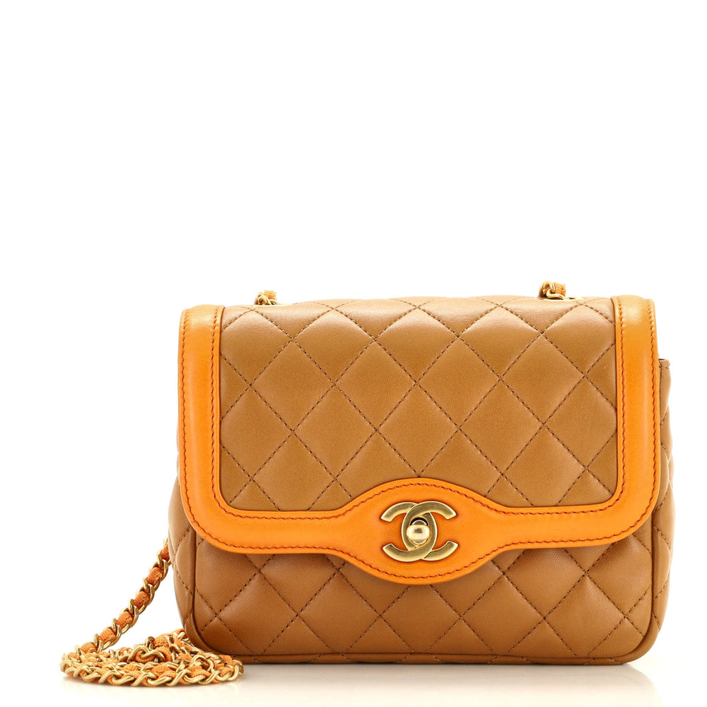 CHANEL Two Tone Flap Bag Quilted Lambskin Mini