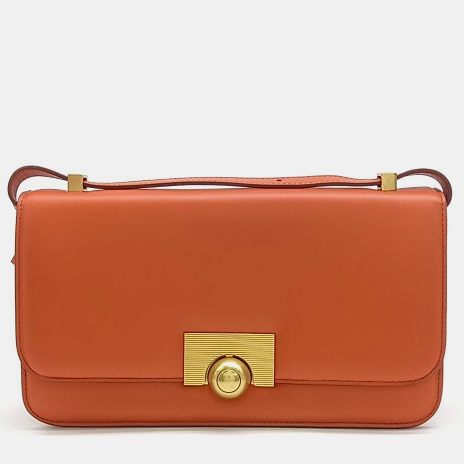 Bottega Veneta Orange Spazzolato Calfskin Leather BV Classic Shoulder Bag