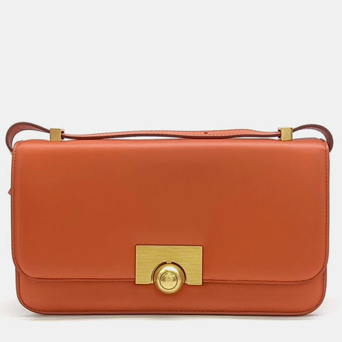 Orange Spazzolato Calfskin Leather BV Classic Shoulder Bag