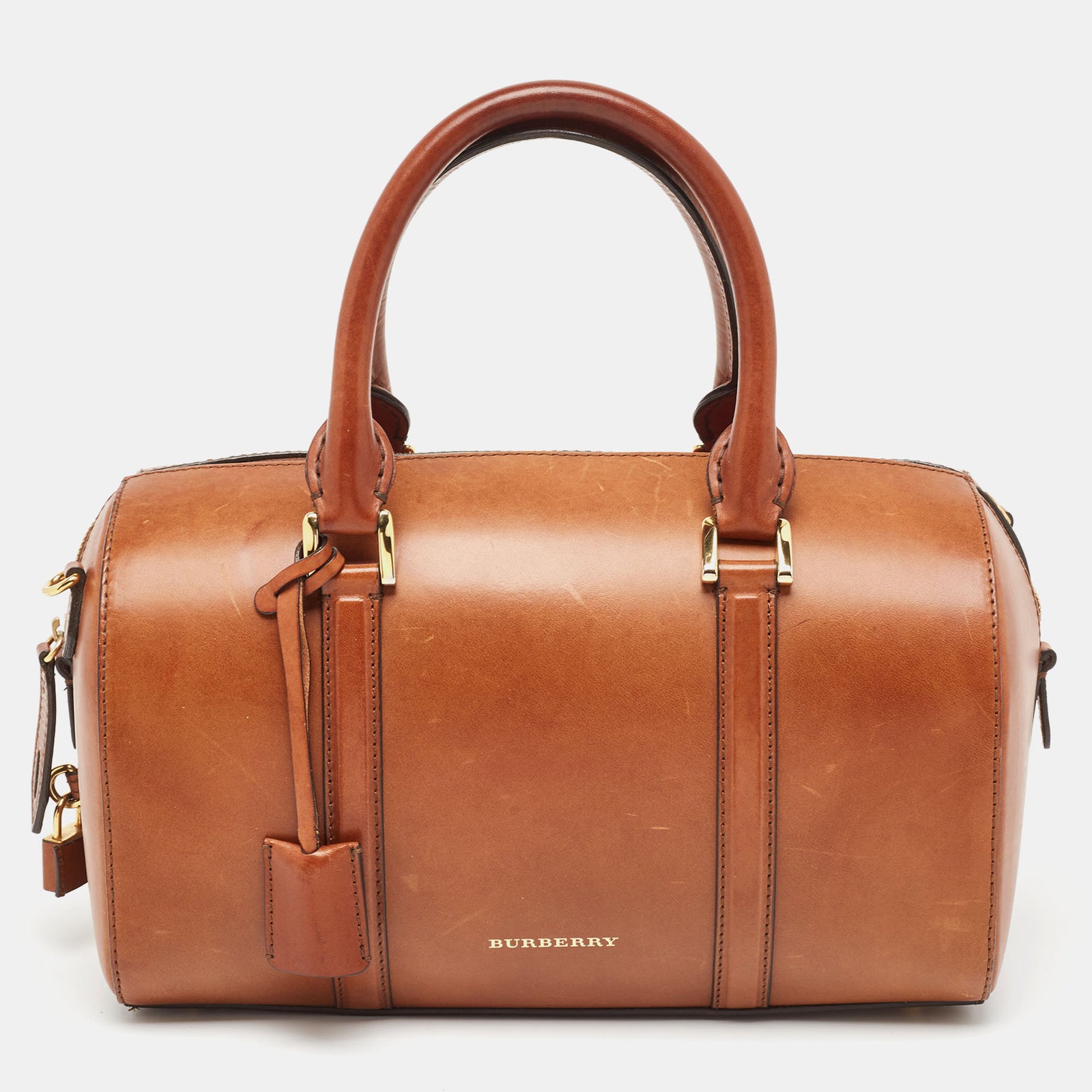 Burberry Tan Leather Medium Alchester Bowler Bag