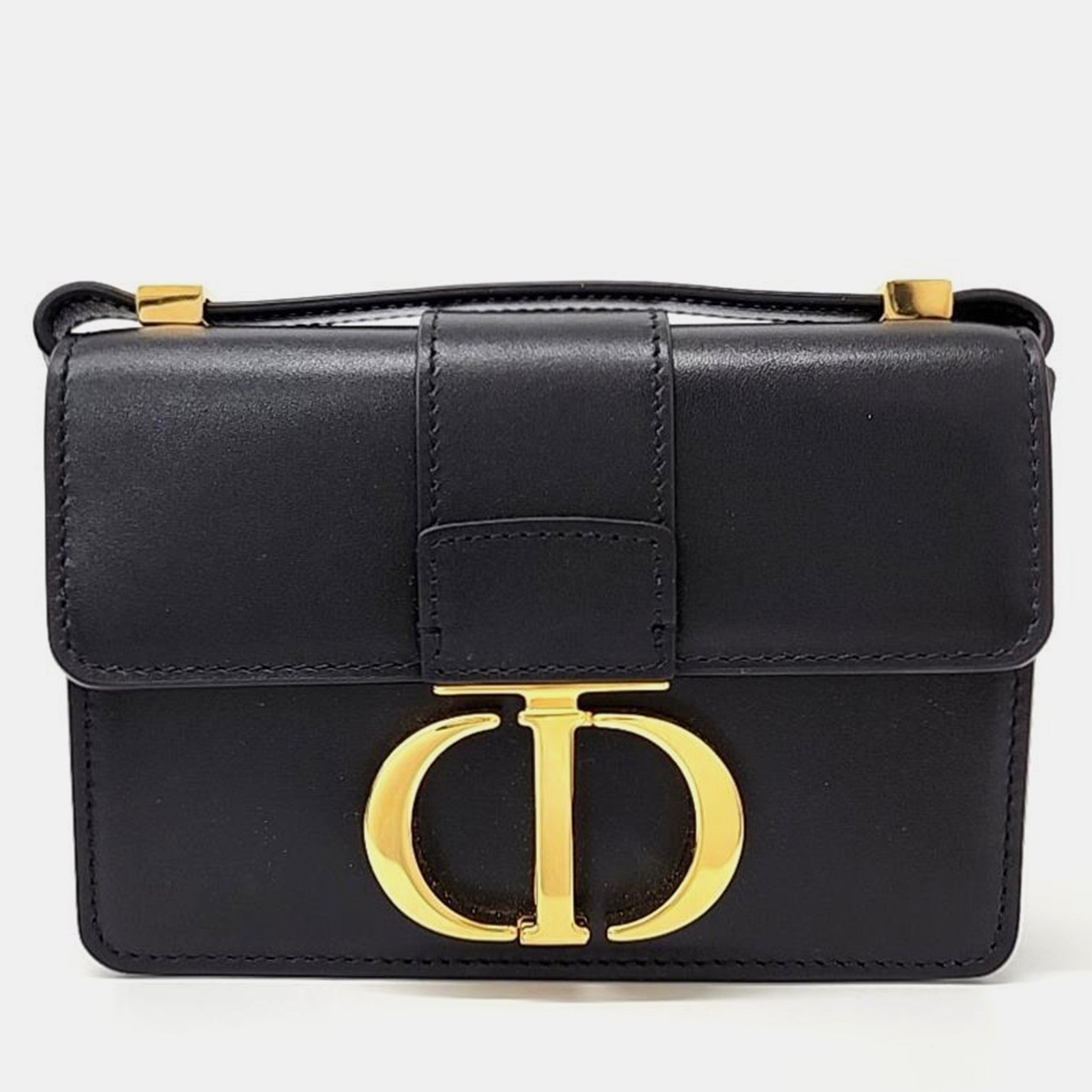 Dior Black Leather Mini 30 Montaigne Chain Shoulder Bag