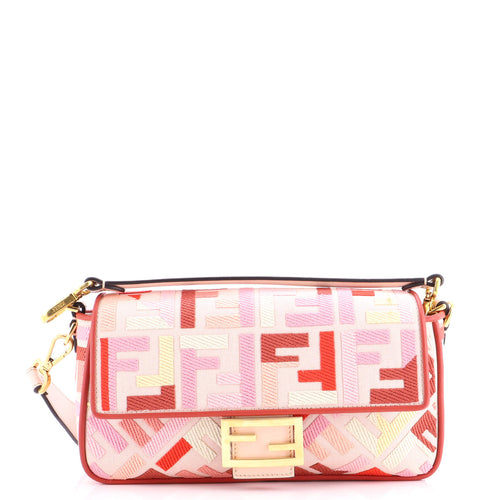 FENDI Baguette NM Bag Zucca Embroidered Canvas Medium