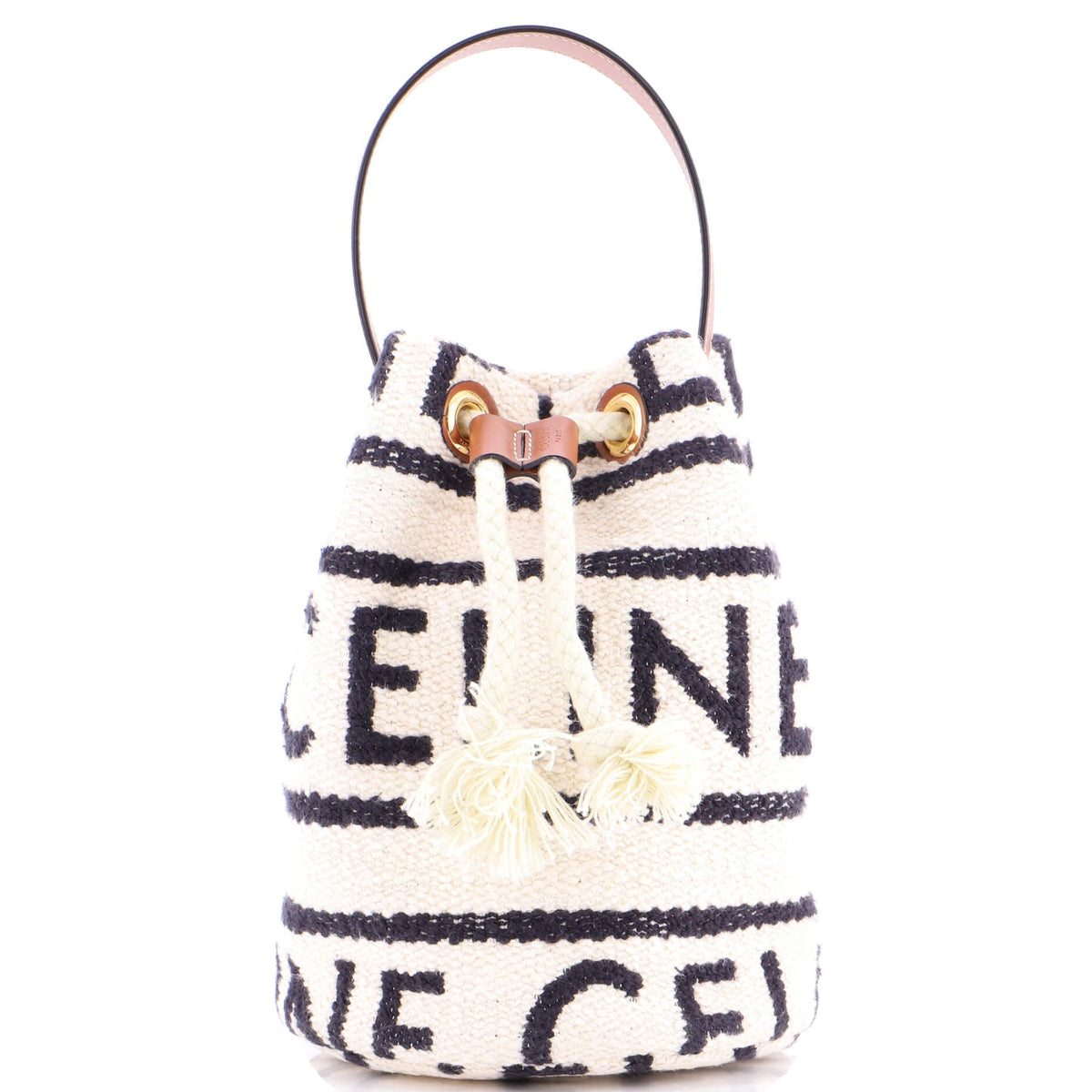 Celine CELINE Drawstring Bucket Bag Logo All Over Textile Teen