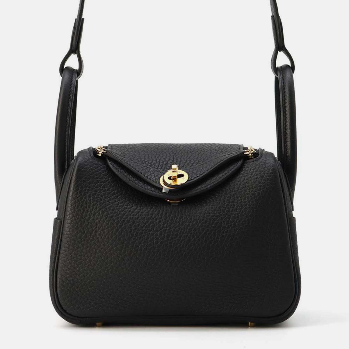 Hermès Black Taurillon Clemence Mini Size Lindy Bag