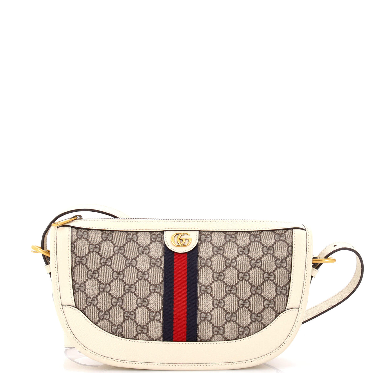 Gucci GUCCI Ophidia Curved Zip Shoulder Bag GG Coated Canvas with Leather Large