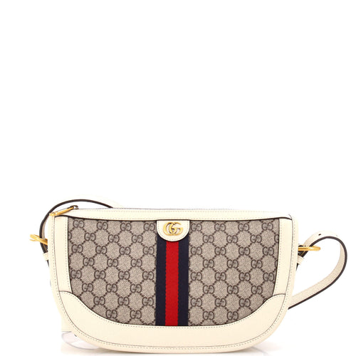 GUCCI Ophidia Curved Zip Shoulder Bag GG Coated Canvas with Leather Large
