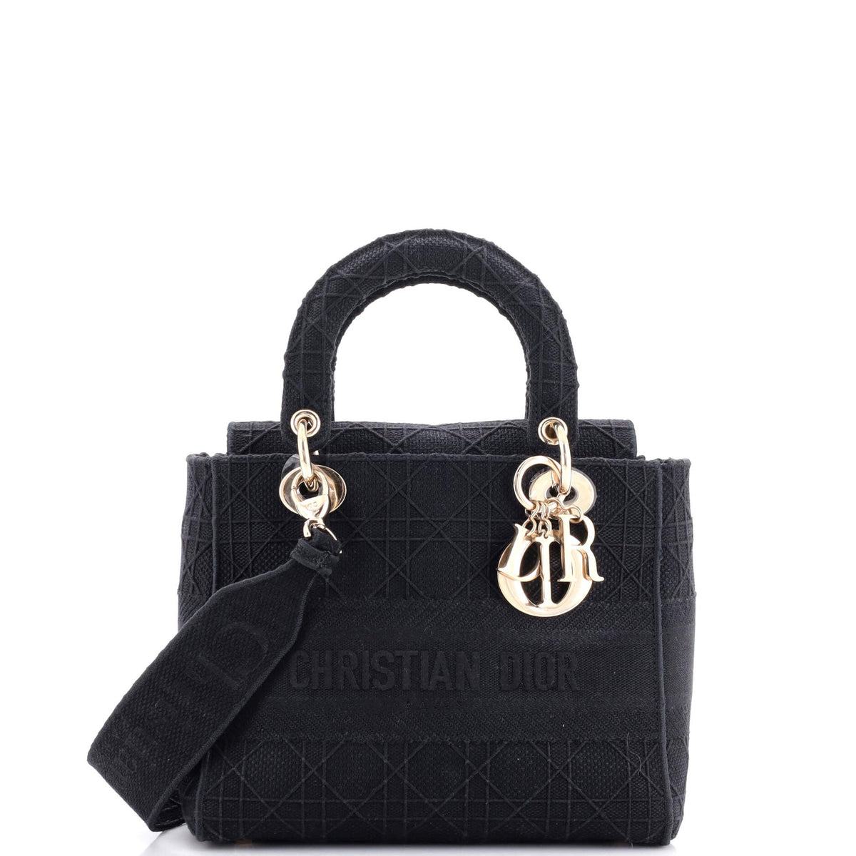 Christian Dior Lady D-Lite Bag Cannage Embroidered Canvas Medium