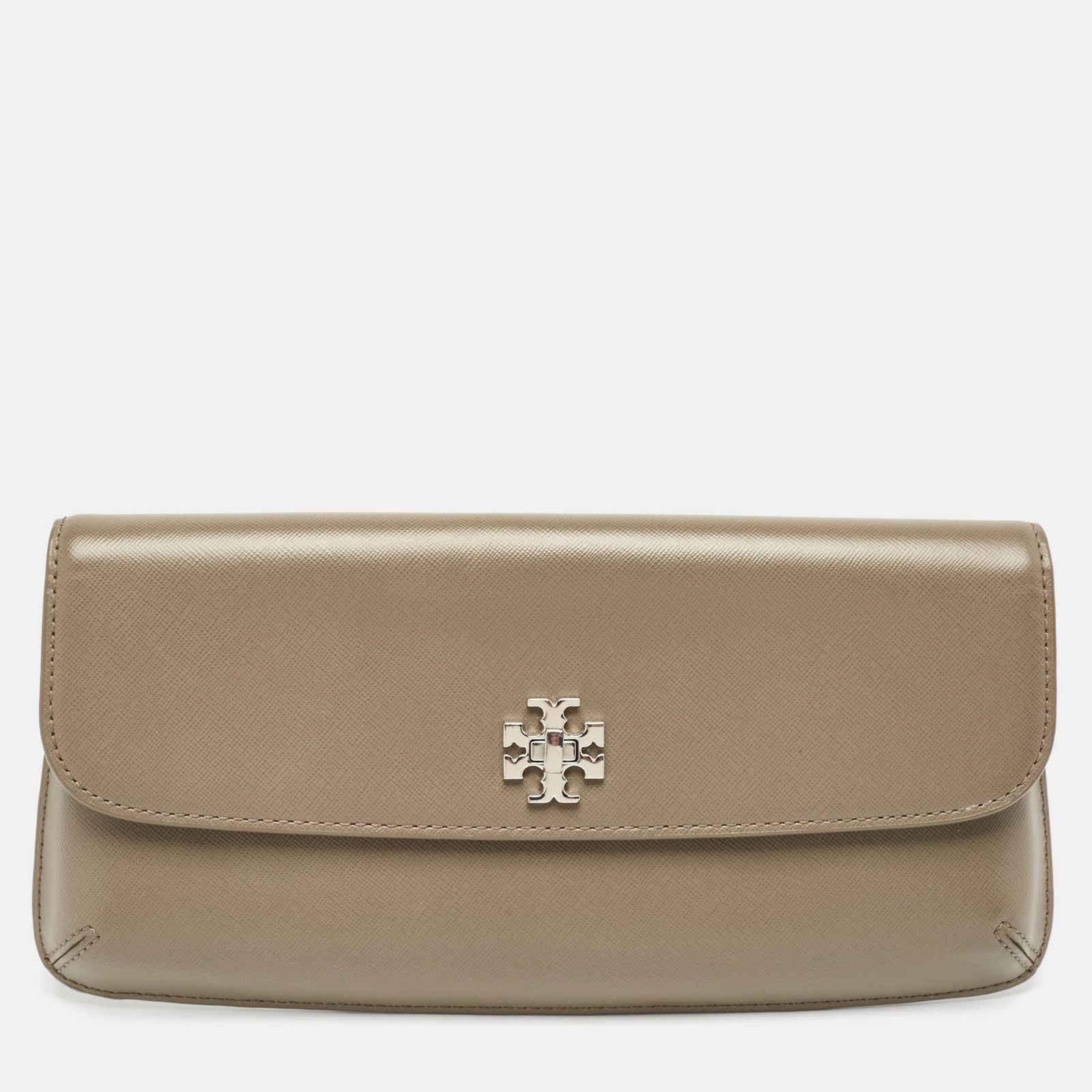 Tory Burch Beige Leather Diana Flap Clutch