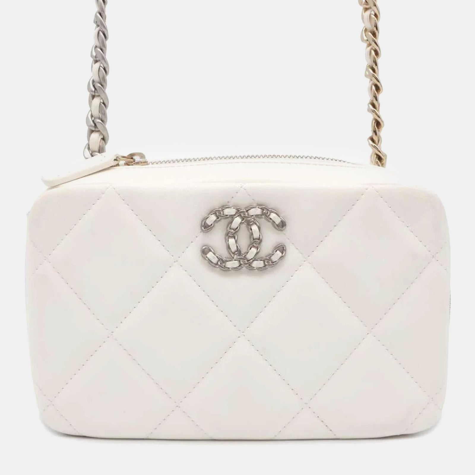 Chanel Sac pour appareil photo matelassé White Caviar