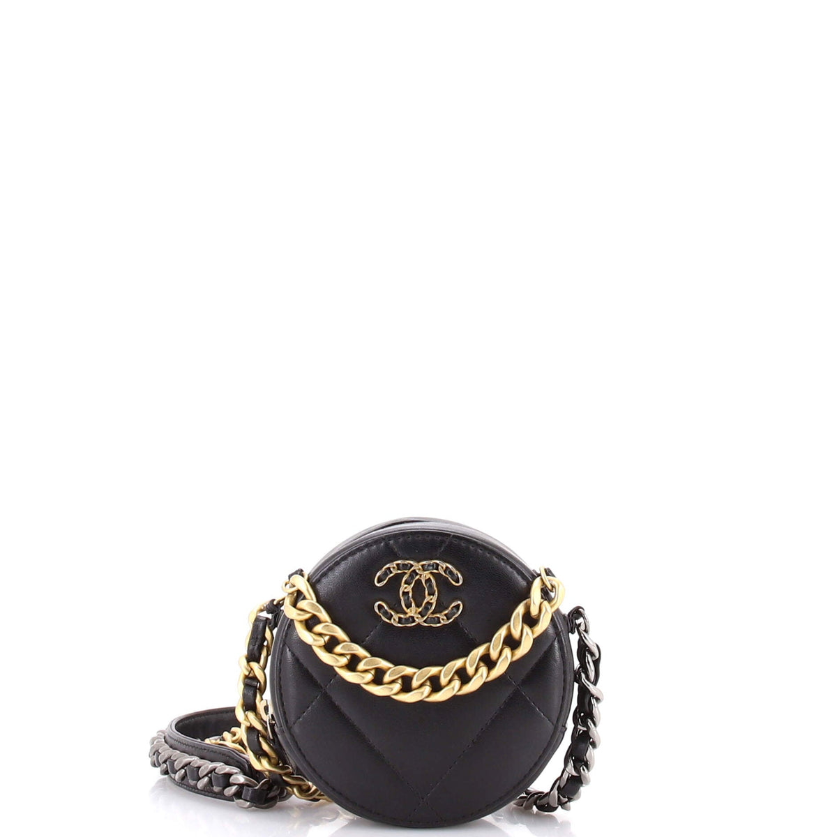 Chanel CHANEL 19 Round Clutch with Chain Quilted Leather