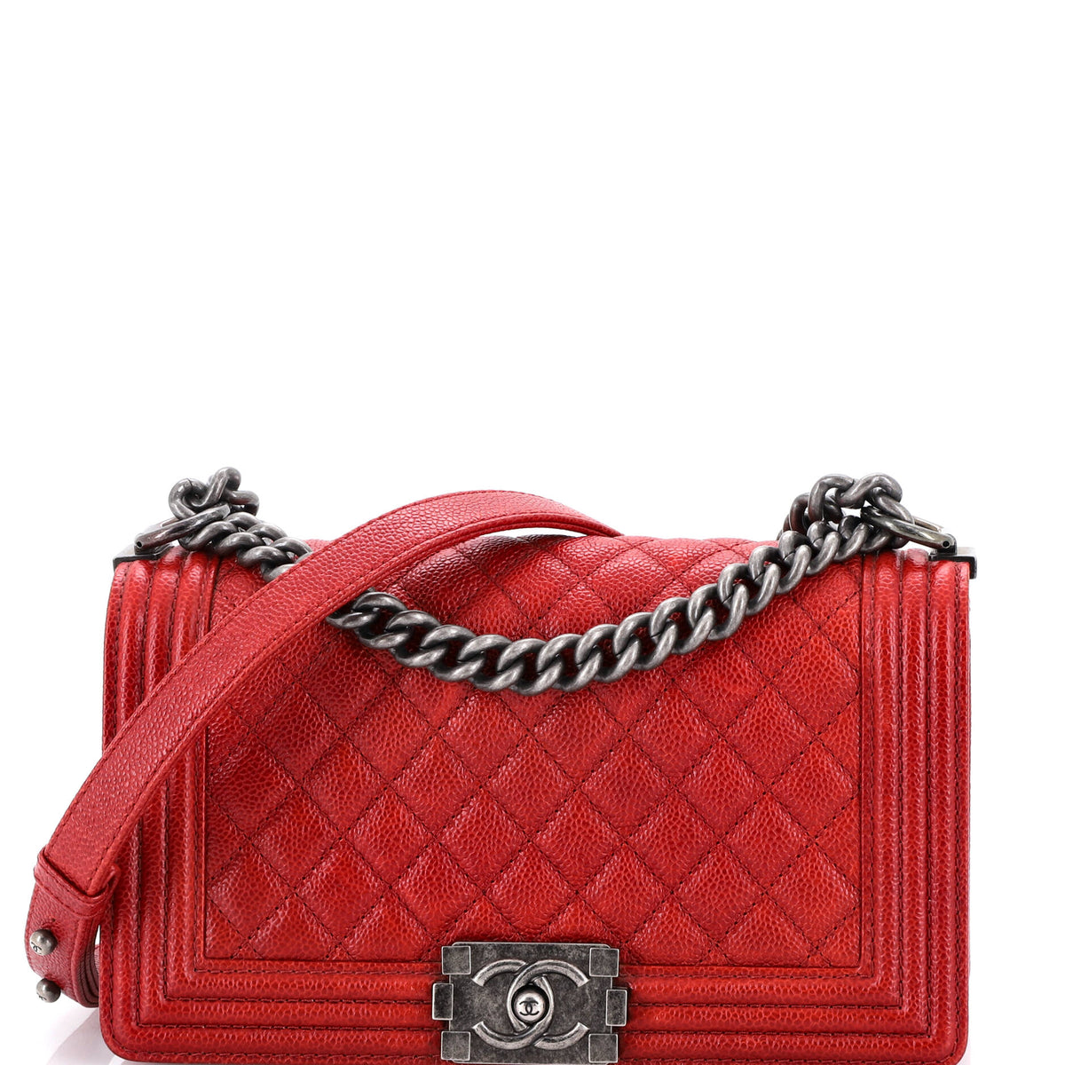 Chanel CHANEL Boy Flap Bag Quilted Caviar Old Medium