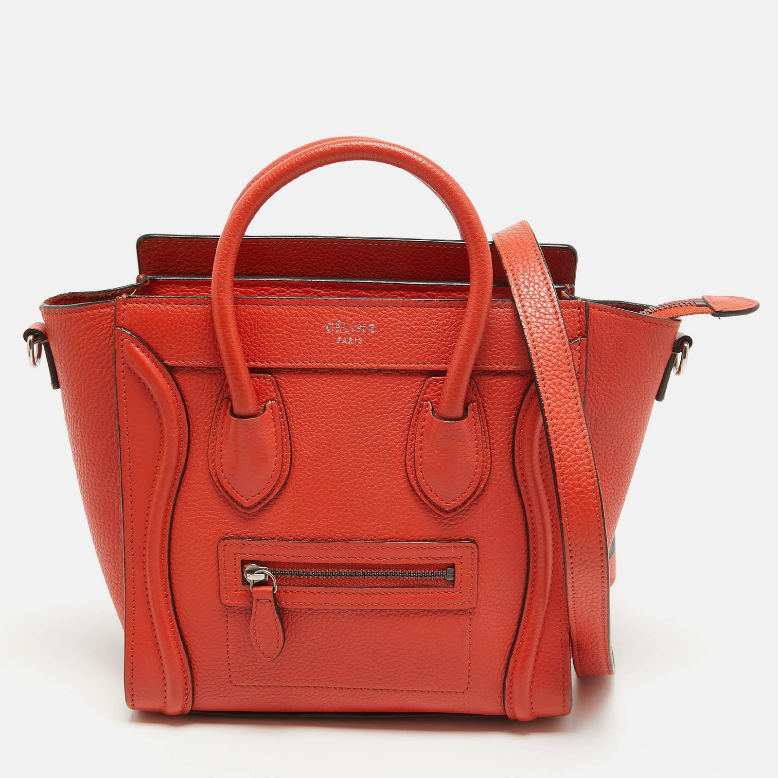 Celine Rote Nano-Gepäcktasche aus Leder von Céline