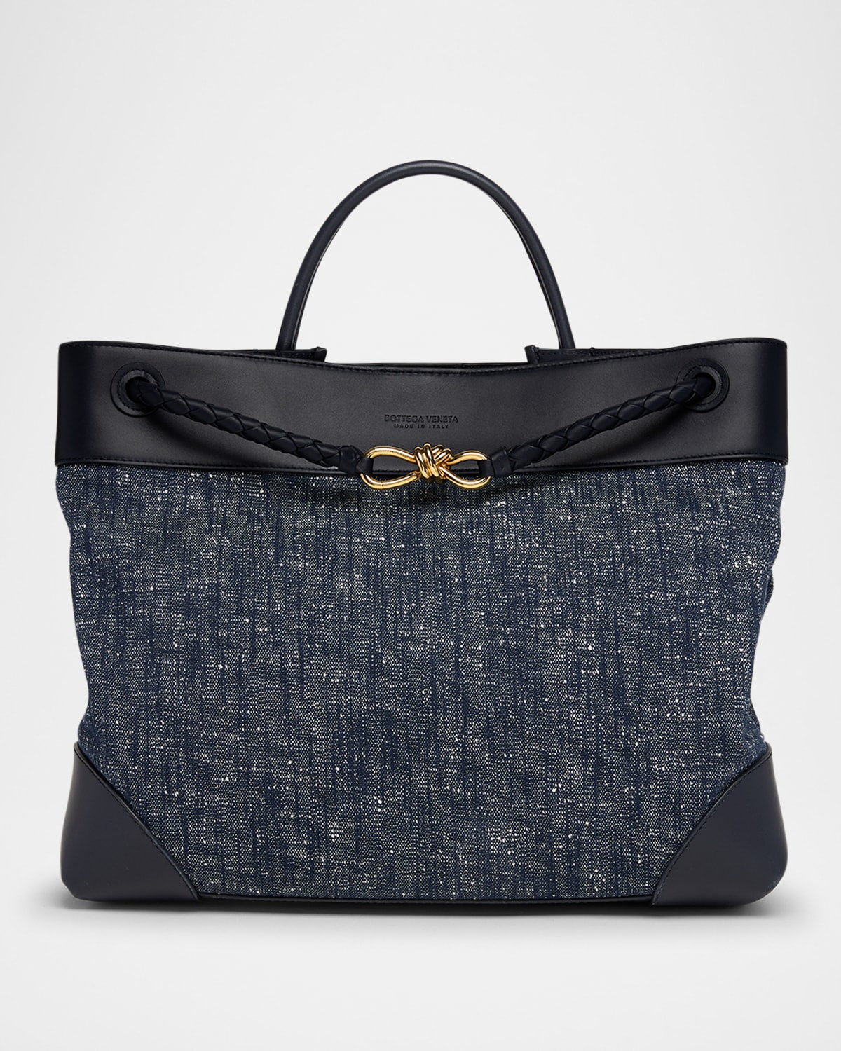 Bottega Veneta Large Andiamo Denim Boucle Crossbody Bag