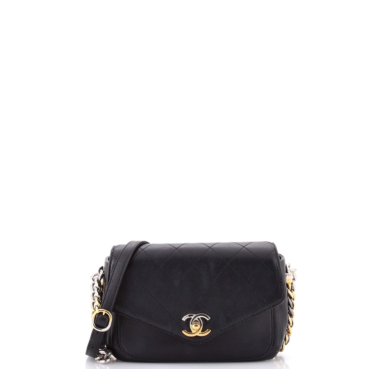 Chanel CHANEL Two Tone Envelope Flap Bag Quilted Calfskin Small