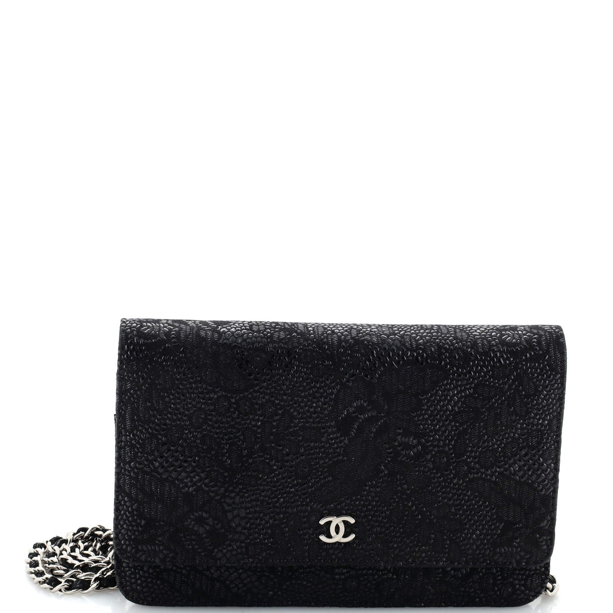 Chanel CHANEL Wallet on Chain Lace Embossed Goatskin