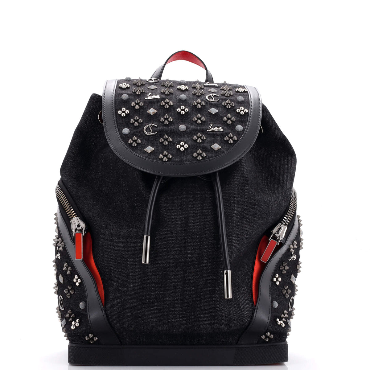 Christian Louboutin Explorafunk Backpack Studded Denim with Leather