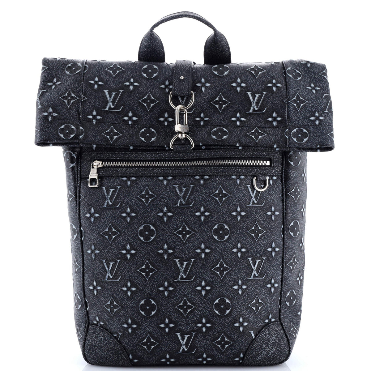 Louis Vuitton Roll Top Backpack Faded Monogram Debossed Leather