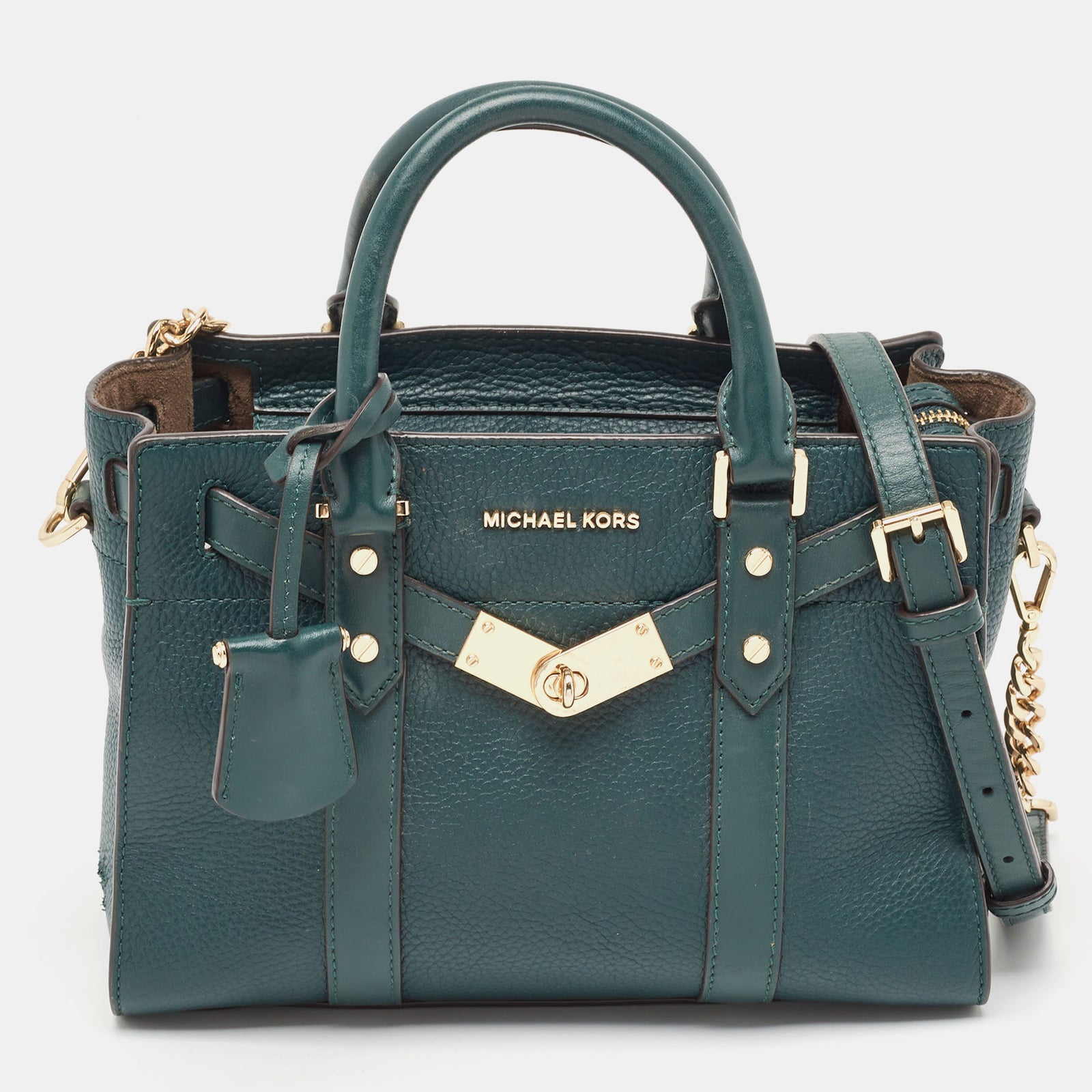 Michael Kors Dark Green Leather Nouveau Hamilton Tote