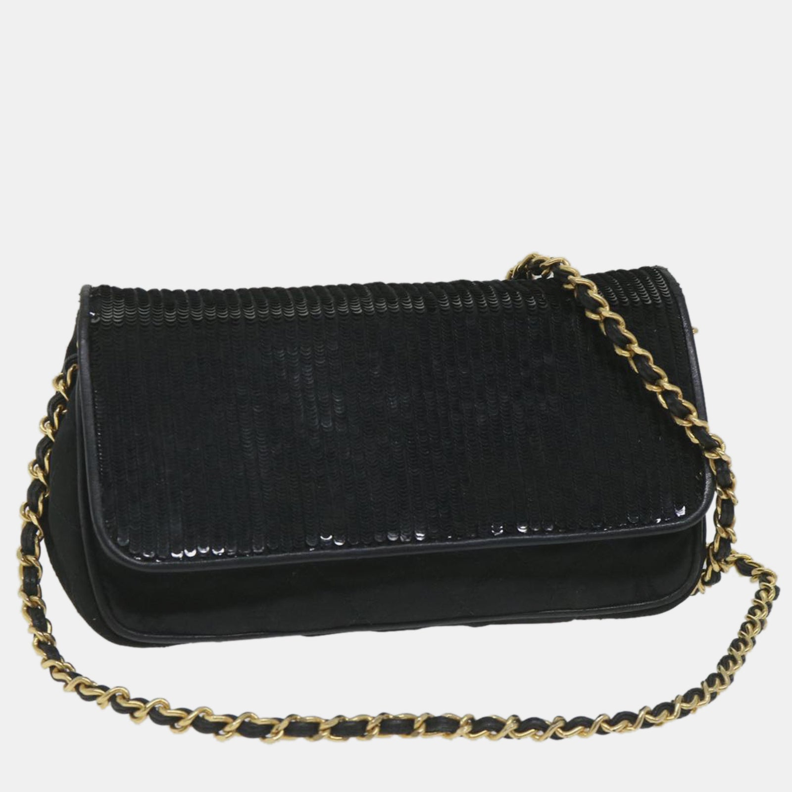 Chanel Black Sequin and Synthetic Flap Bag