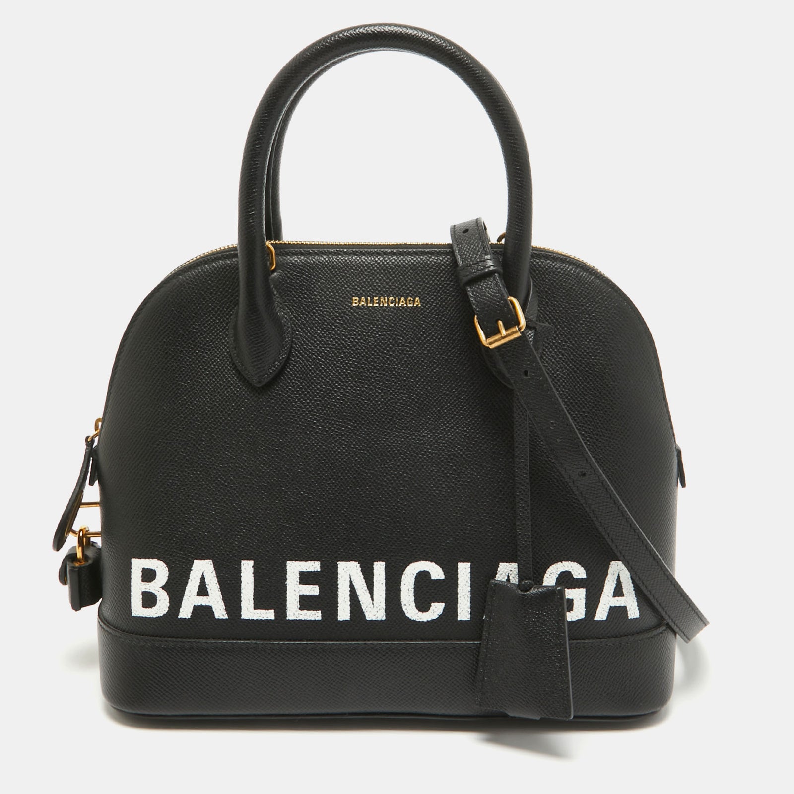 Balenciaga Kleine Ville-Tasche aus schwarzem Leder