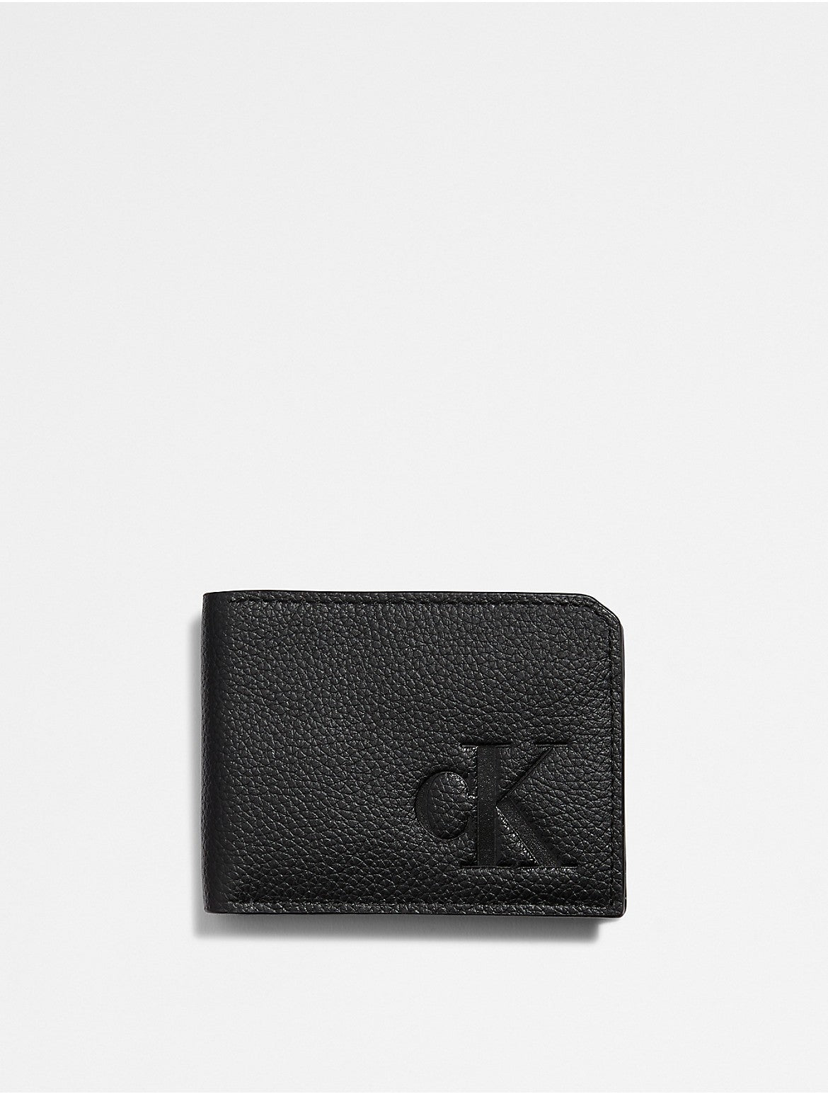 Calvin Klein Portefeuille fin à deux volets en cuir galet pour homme - Noir