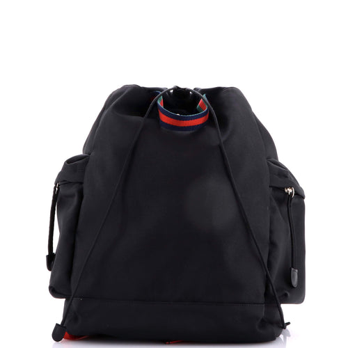 GUCCI Animalier Web Drawstring Backpack Techno Canvas Large