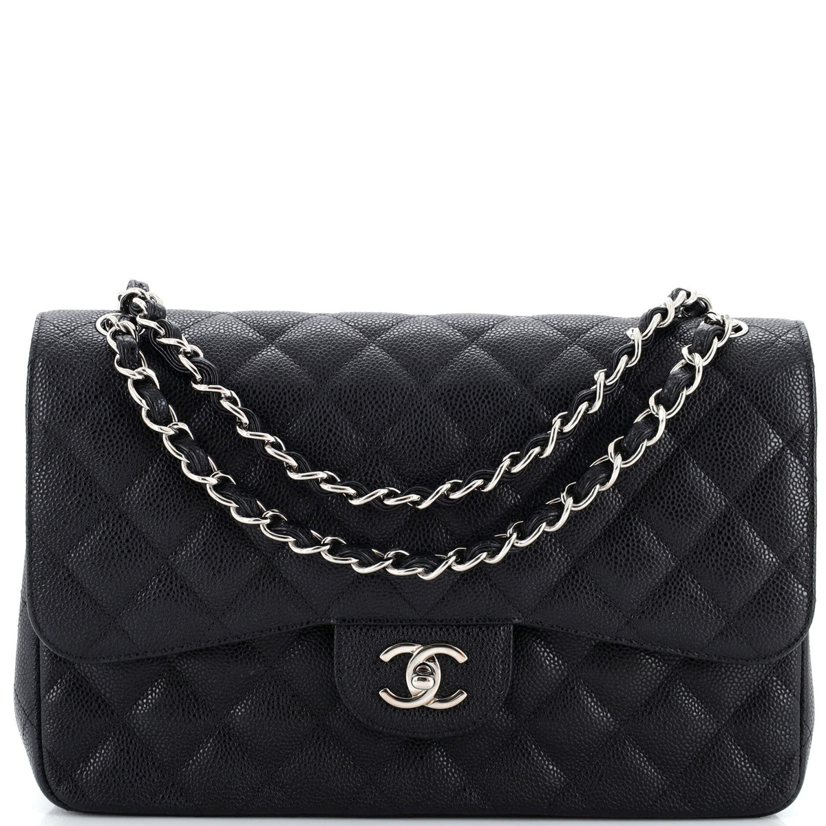 Chanel CHANEL Classic Double Flap Bag Quilted Caviar Jumbo