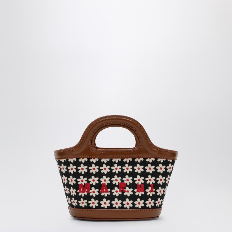 Marni Black Micro Tropicalia Bag With Daisy Print