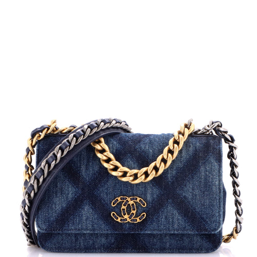 CHANEL 19 Wallet on Chain Quilted Denim