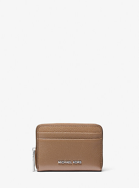 Michael Kors MK Jet Set Small Pebbled Leather Zip-Around Card Case - Brown - Michael Kors