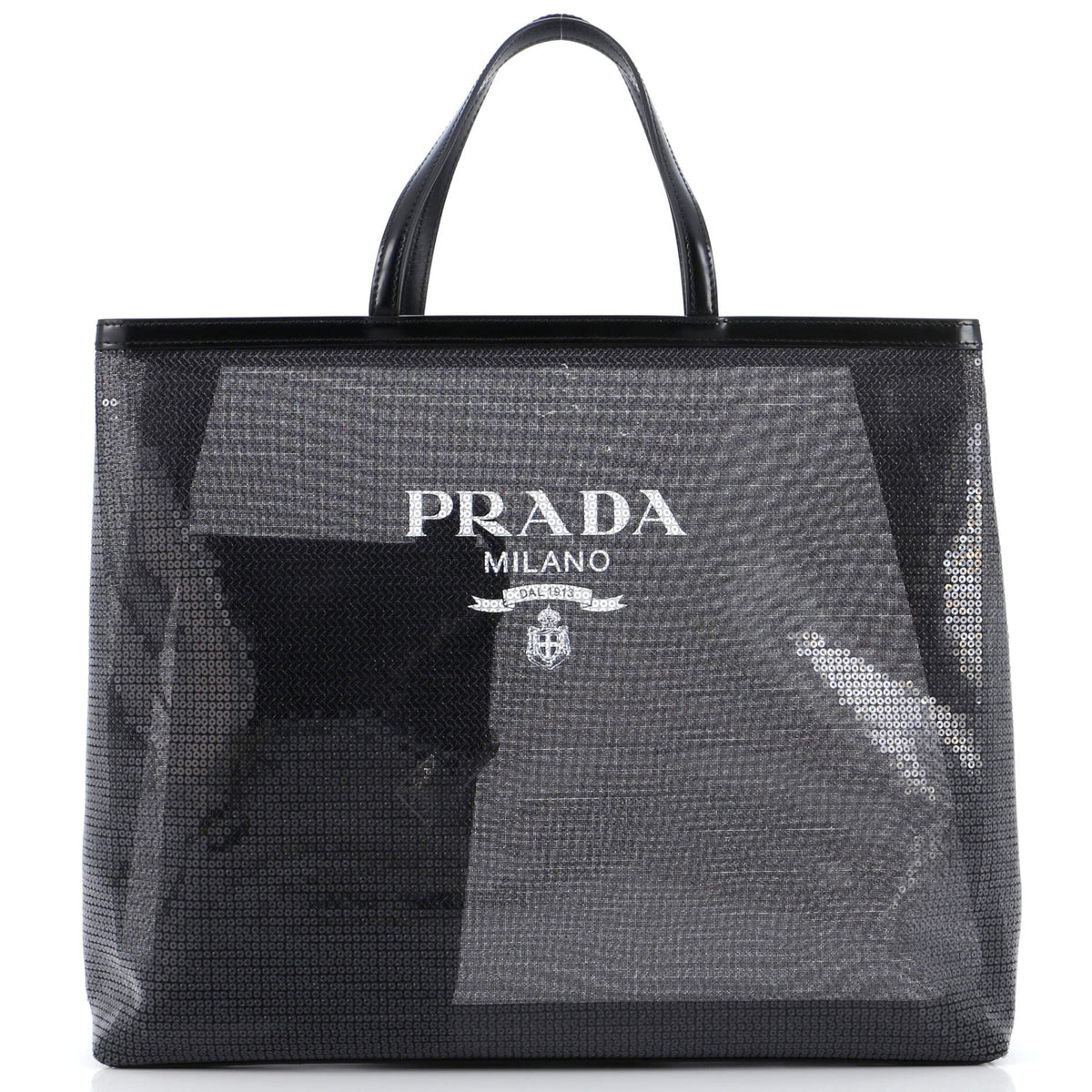 Prada PRADA Logo Open Tote Sequined Mesh Large