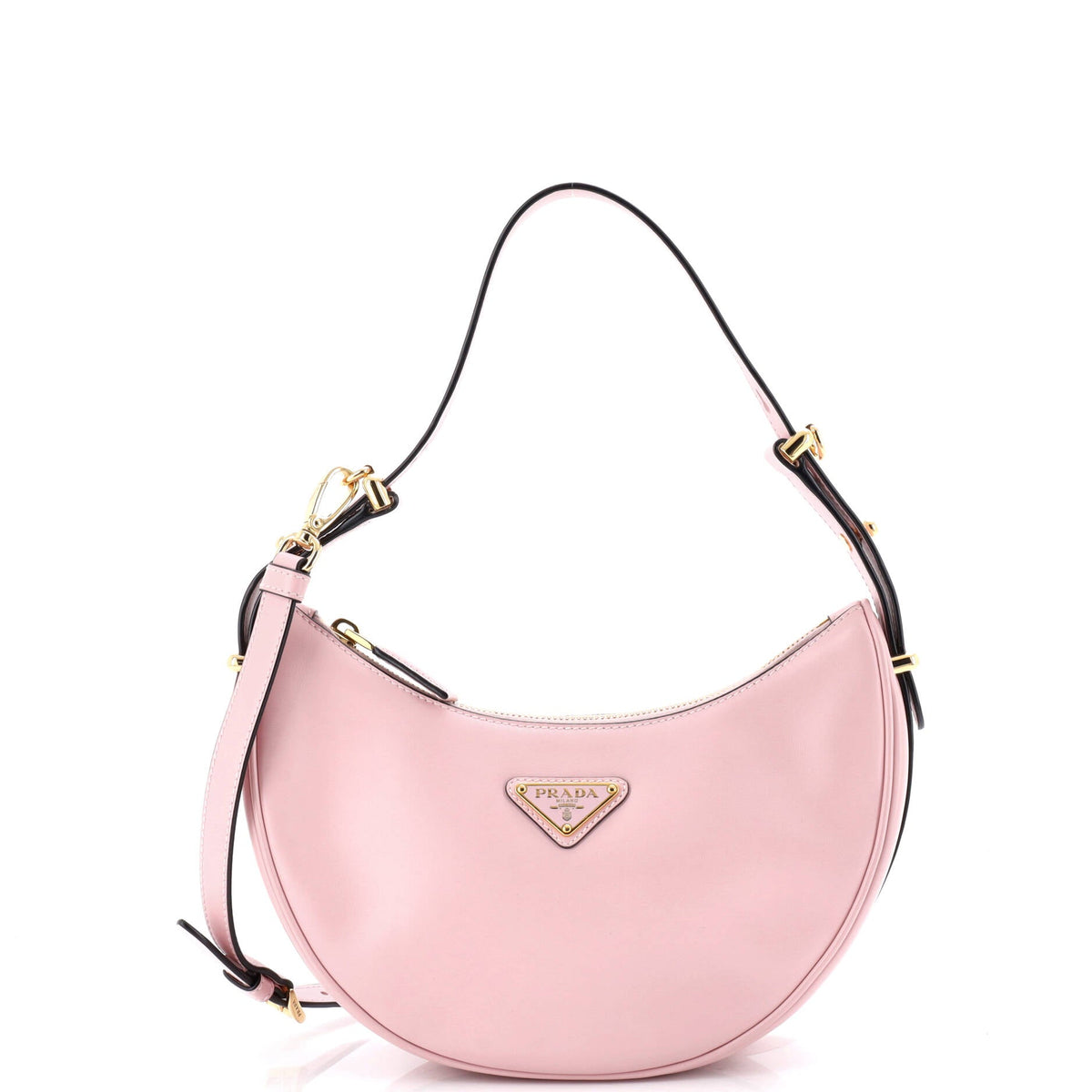 Prada PRADA Arque Half Moon Hobo Leather Small