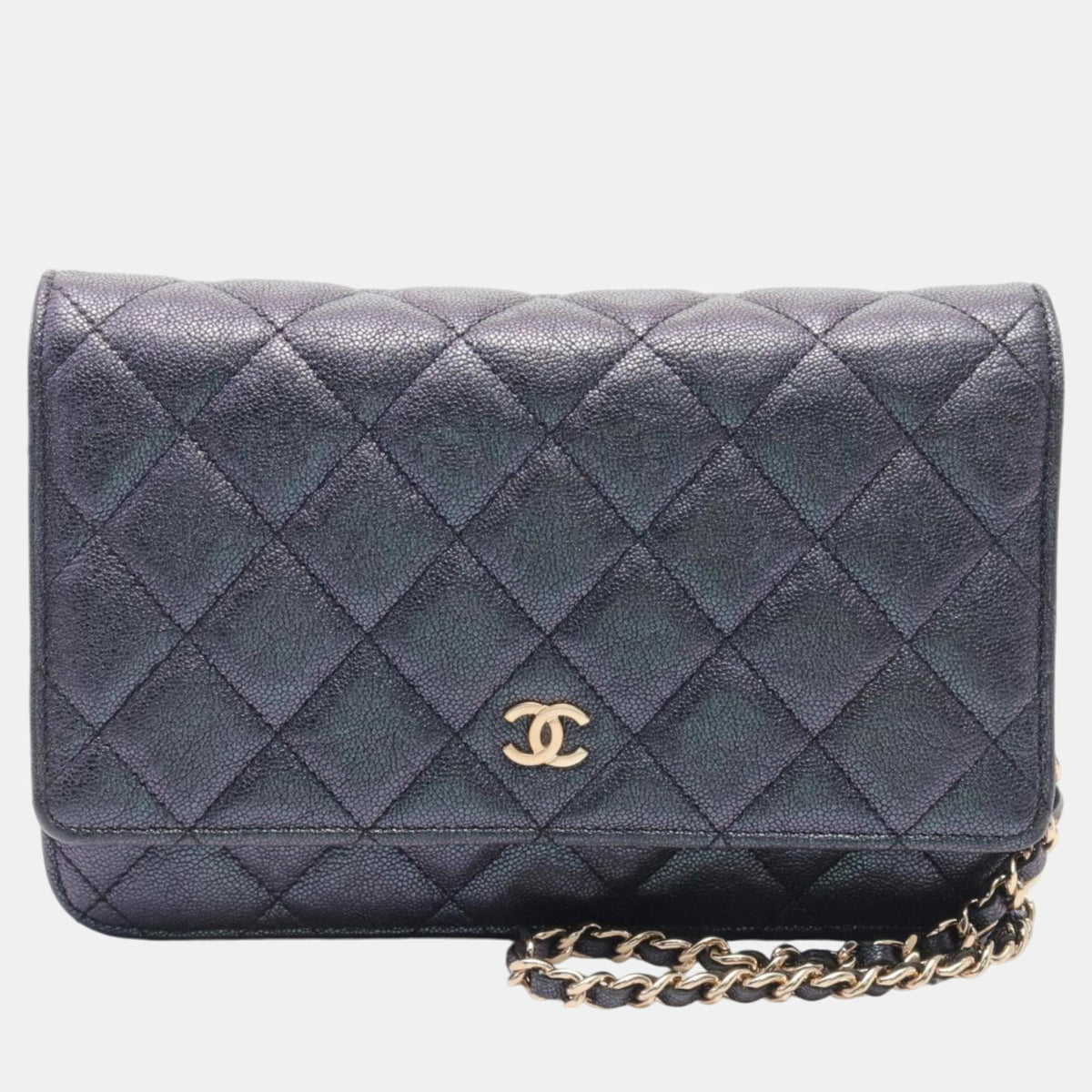 Chanel Pink Blue Caviar Skin Matelasse Shoulder Bag